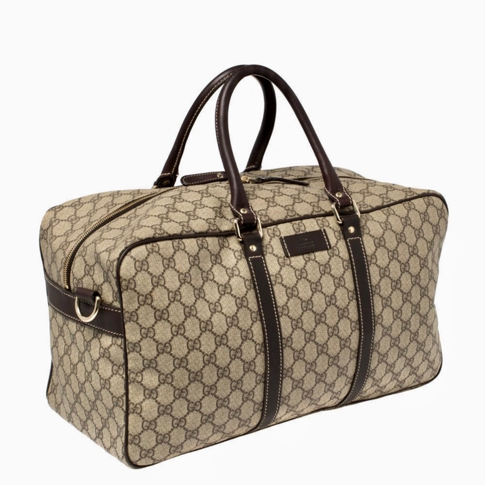 Gucci Beige/Brown GG Supreme Canvas and Leather Large Joy Boston Bag